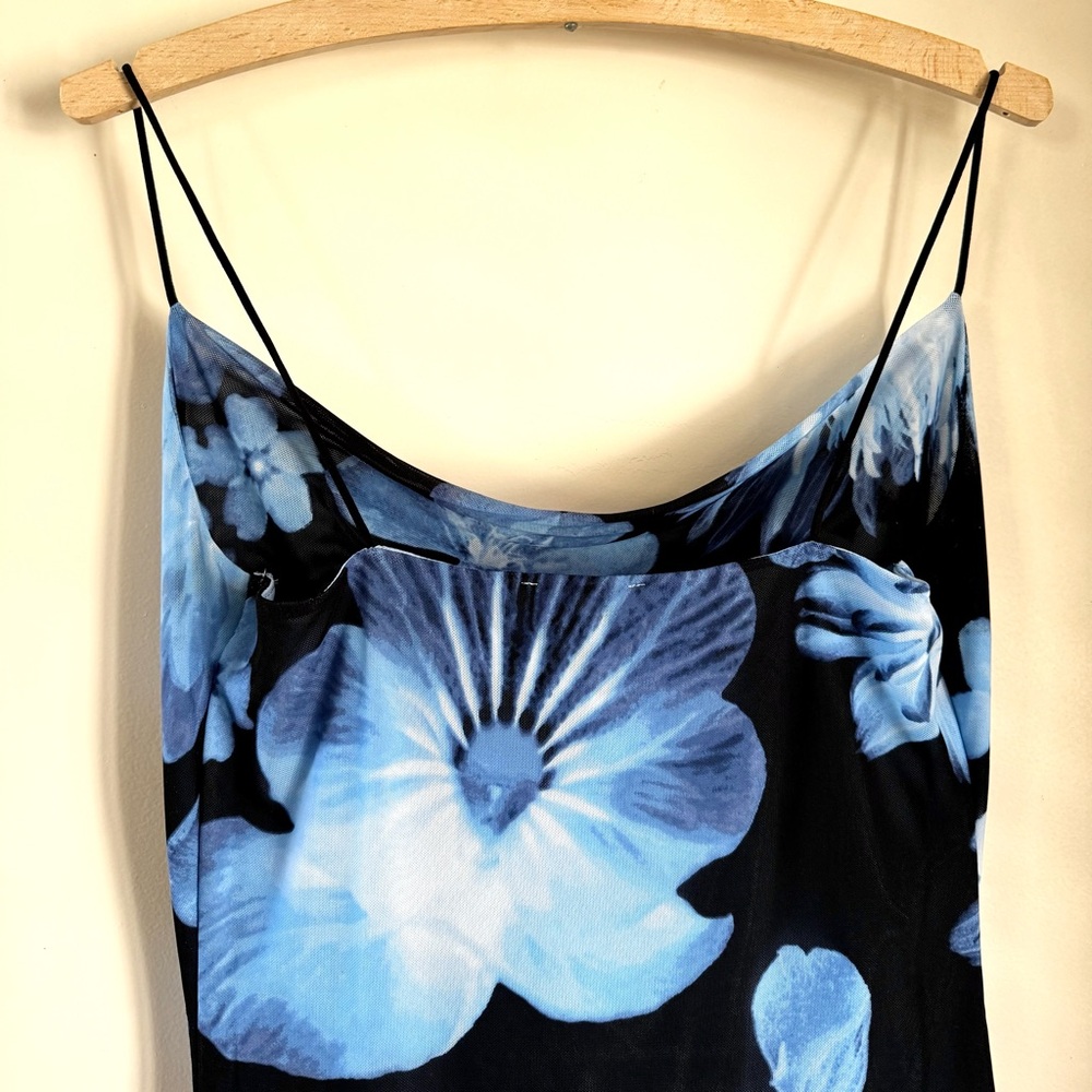 NWT blue floral print Forever 21 slip dress Juniors S - Picture 8 of 11